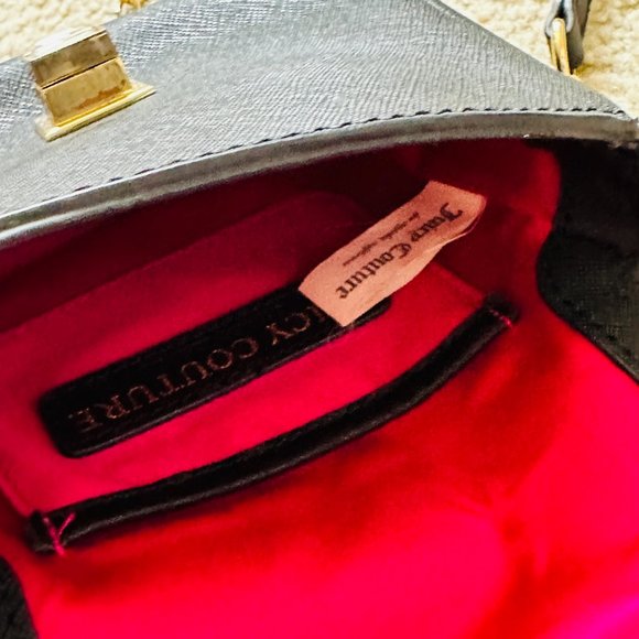 Limited Edition Y2K Juicy Couture Black Leather Hearts Gold Chain Crossbody Bag - Picture 7 of 16